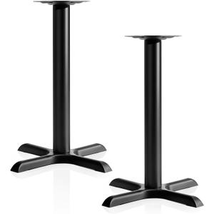 Leinuosen 2 Pack Heavy-Duty Table Base 22'' x 22'' Cast Iron X-Base with 3" Dia. Bar Height Column, 500 Lbs Capacity, for Restaurant Cafe Dining Tables