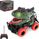 Dinosaur Toys Remote Control Car for Kids 3-7, Dino RC Car for Toddler Kids Toys Age 3 4 5 6 7 Boys and Girls Christmas Birthday Gift (Green)