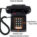 HTMengt Retro Traditional Landline Phone (Ringing Indicator), Classic 2500 Analog Desk Phone Hearing Aid for Elder, Vintage Corded Desk Telephone for Landline Large Button,Old School Phone Home,Black