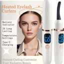 Heated Eyelash Curlers with Battery Indicator, Electric Eyelash Curler 3 Temperature Modes LED Display USB Rechargeable Makeup Tools, Heated Lash Curler Ideal Gift for Women White