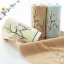 Pidada Hand Towels Set of 2 Embroidered Bird Tree Pattern 100% Cotton Absorbent Soft Decorative Towel for Bathroom (Brown)