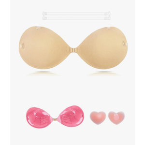 Sticky Bra Push up, Adhesive Strapless Bras for Women Dress Backless Invisible Detachable Strap Nipple Covers, size C