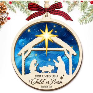 HEXMOZ Nativity Scene Christmas Ornaments - Catholic Religious Gifts for Women, Men - Christian Ornaments for Christmas Tree, Nativity Decorations Festive Faith Ideas - Xmas Holiday Ornaments 2025