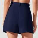NIMIN Womens Shorts Dressy High Waisted 2025 Summer Trendy Business Casual Work Tailored Shorts Without Pockets Belts (Large, Navy Blue)