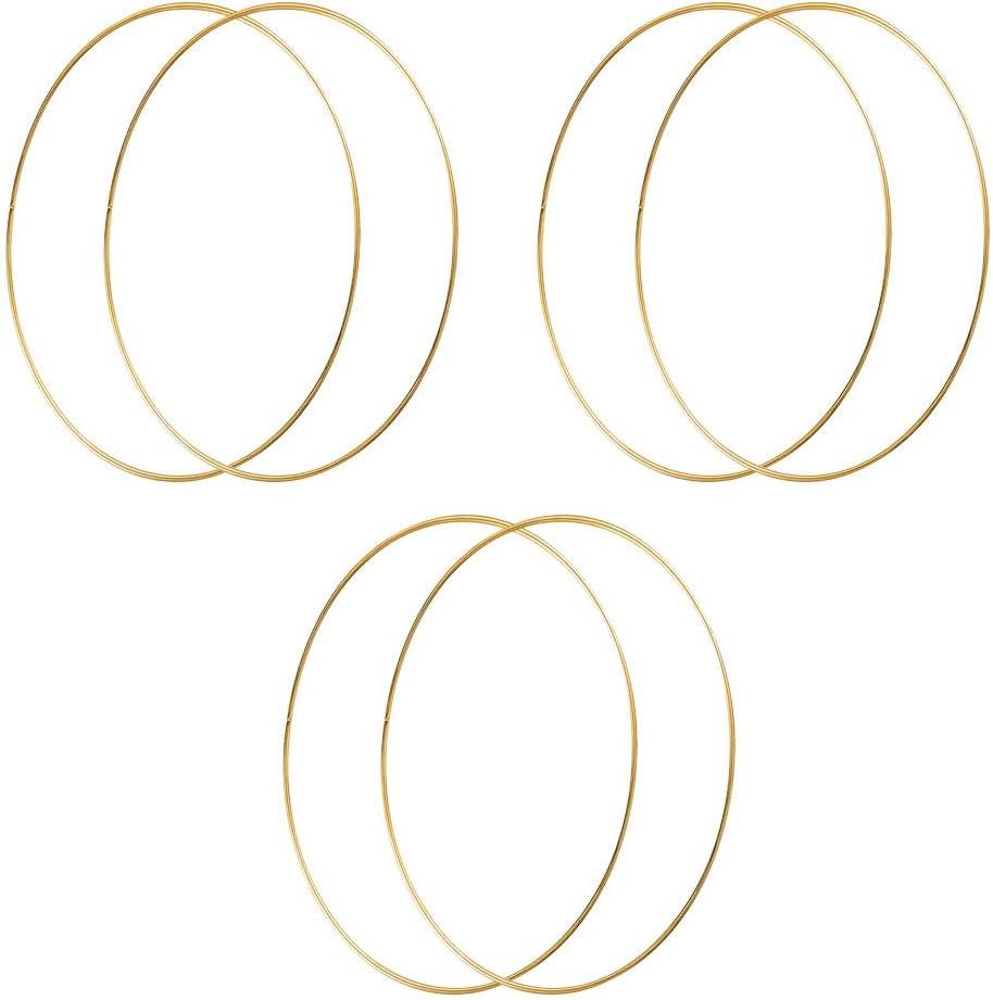HOHIYA 12 Metal Floral Hoop Rings 6 Pack 4mm Thick Gold Wreath Hoops for DIY Macrame Dream Catcher Wedding Wall Hanging and Home Decor