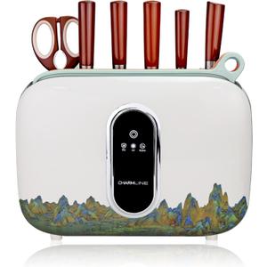Charmline Smart Cutting Board Set, Chopping Board Self Cleaning Holder with Coded 3pcs Cutting Boards, 4 knives, Scissors and Knife Sharpeners, Smart Appliances gadgets for Kitchen (Mountain)