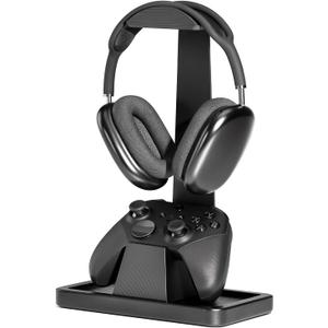 UPERGO Solid Wood Headphone Stand with Controller Holder for Desk | Natural Solid Wood, Holds 1 Headset & 1 Controller, Gamer Gifts for Men, Gaming Desk Accessories for PS5/Xbox/Switch