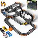 Slot Car Race Track Set Electric or Battery Powered Racing Car Track for Kids Boys, with 4 High-Speed Cars and 2 Hand Controllers,Dual Racing Game Toys for Children Age 6 7 8 Years Old, One Size