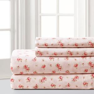 Modern Threads Silky Soft Microfiber and Wrinkle Free Sheets - Luxurious Microfiber Bed Sheets Includes Flat Sheet, Fitted Sheet with Deep Pockets, & Pillowcases Blush, Full (16 Roses on Blush)