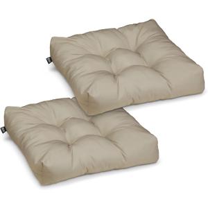 Classic Accessories Water-Resistant Square Patio Seat Cushions, 19 x 19 x 5 Inch, 2 Pack, Khaki, Outdoor Seat Cushions