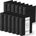 Henoyso 12 Pcs Mini 3 Ring Binders Plastic 1.5'' Binder, Fits 5.5" x 8.5" Paper Holds(capacity 280 Sheets), Flexible Three Round Rings Small Black Binders Bulk for School, Office Use, Photo Album Page