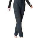 Women's Fleece Cargo Joggers - Multi-Pockets, Elastic Drawstring Waist, Warm Winter Daily Wear, S, Navy Blue 