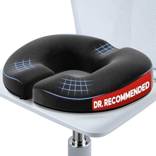 Benazcap Donut Pillow Seat Cushion, Donut Chair Cushions for Postpartum Pregnancy & Hemorrhoids, Memory Foam Seat Chair Cushion for Sciatica & Hip & Coccyx Pain Relief-Black