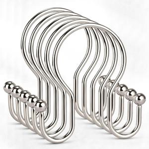 Goowin Shower Curtain Hooks, 12 Pcs Shower Curtain Rings, Stainless Steel Shower Curtain Hangers, Metal Shower Curtain Hooks Rings Rust Proof, Minimalist Shower Hooks for Shower Curtain, Nickel (Minimalism)