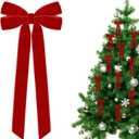 24 Pcs Red Velvet Christmas Tree Bows Door Garland Decor Vintage Wreath Bow Suitable for Christmas Trees (24PC Red)