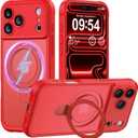MOCCA Design for iPhone 17 Pro Case, Compatible with Magsafe [Premium Invisible Magnetic Ring Stand] [Military Drop Protection] Full Camera Guard Translucent Matte Slim Phone Cover 6.3", Red