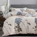 SLEEPBELLA Duvet Cover Full Size, 600 Thread Count Cotton Botanical Flowers Pattern Printed Reversible Comforter Cover
