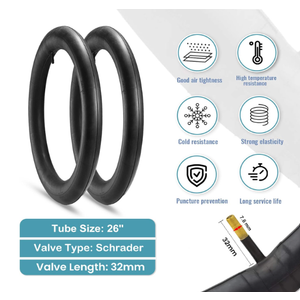 Hycline 2-Pack Mountain Bike Tubes Set: 26-inch Folding Replacement Pair Inner Tubes with Tire Levers for MTB Off-Road Bike