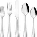 HaWare Silverware Set, 60-Piece Pearled Edge Stainless Steel Flatware for 12, Beading Tableware Cutlery Utensil for Home, Mirror Polished, Dishwasher Safe