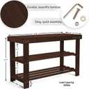 Homemaid Living Bamboo 3 Tier Shoe Rack Bench, Premium Shoe Organizer or Entryway Bench, Perfect for Shoe Cubby, Entry Bench, Bathroom Bench, Entryway Organizer, Hallway or Living Room(Brown)