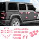 JeCar Exterior Trim Kits Door & Hood Hinge Covers Door Handle Side Vent Tailgate Hinge Trim Covers Exterior Accessories Compatible with Jeep Wrangler JL JLU 2018-2023 2/4 Doors, Pink