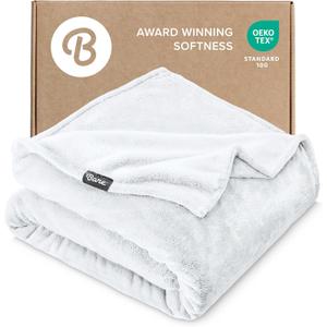 Bare Home Fleece Blanket - Full/Queen - Ultra-Soft Lightweight for Bed, Sofa, and Couch - Luxury Microplush - Cozy Warm Blanket (Full/Queen, White)