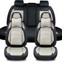 Car Seat Covers Full Set, Breathable Nappa Leather Car Seat Cushions, Auto Interiors Universal Fit for Most Cars, Compatible Automotive Vehicles(Sedan/SUV/Van), Black & White (Front Pair&Rear)