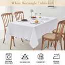 8 Pack 60"x102" White Polyester Tablecloth, Wrinkle & Stain Resistant for Wedding & Home Use