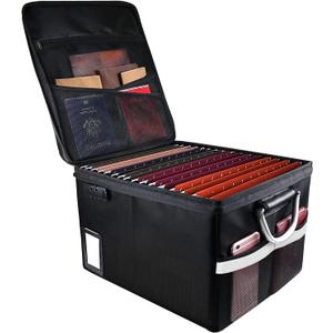 Fireproof Document File Organizer Box, Fireproof Safe Box with Lock, Portable Office Storage Cabinet for Hanging Letter/Legal Folder 16.1 x 12.9 x 11in