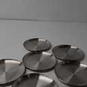 MOUYAT 6 PCS 8 Inch Stainless Steel Plate, Round Metal Dinner Plates, Heavy Duty Round Salad Plates Reusable Metal Dinner Dish for Serving Camping Outdoor BBQ Home Kitchen, Polished Silver