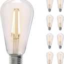 Feit Electric Vintage Exposed Filament Clear Glass LED ST19 with a Medium E26 Base Light Bulb - 60W Equivalent - 10 Year Life - 400 Lumen - 2100K Soft White - Dimmable | Original Vintage