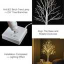 144 LED Artificial Lamp with Timer, DIY Birch Tree with Lights, USB/Battery Powered, Fairy Light Spirit Tree for Table Home Wedding Bedroom Christmas (Warm White) (2ft)