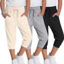 3 Pack Girls Capris for Teen 5-16 Y | Girls Capris, Back to School Outfits, Teen Kids Summer Clothes, Lightweight Drawstring Pocket