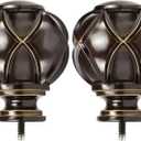 KAMANINA Netted Texture Replacement Finials for 1 or 7/8 Inch Curtain rods, M6 Screw Rod Finials, Bronze, 2pcs