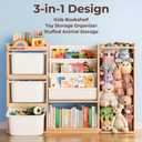 mirolam Toy Storage Organizer and Stuffed Animal Storage - Kids Room Toy Organization with 3 Bins Chest and 3 Tiers Montessori Book Shelf - Toddler Furniture for Playroom - Bedroom Nursery Decor, 50.8 x 35 x 12.6 inches