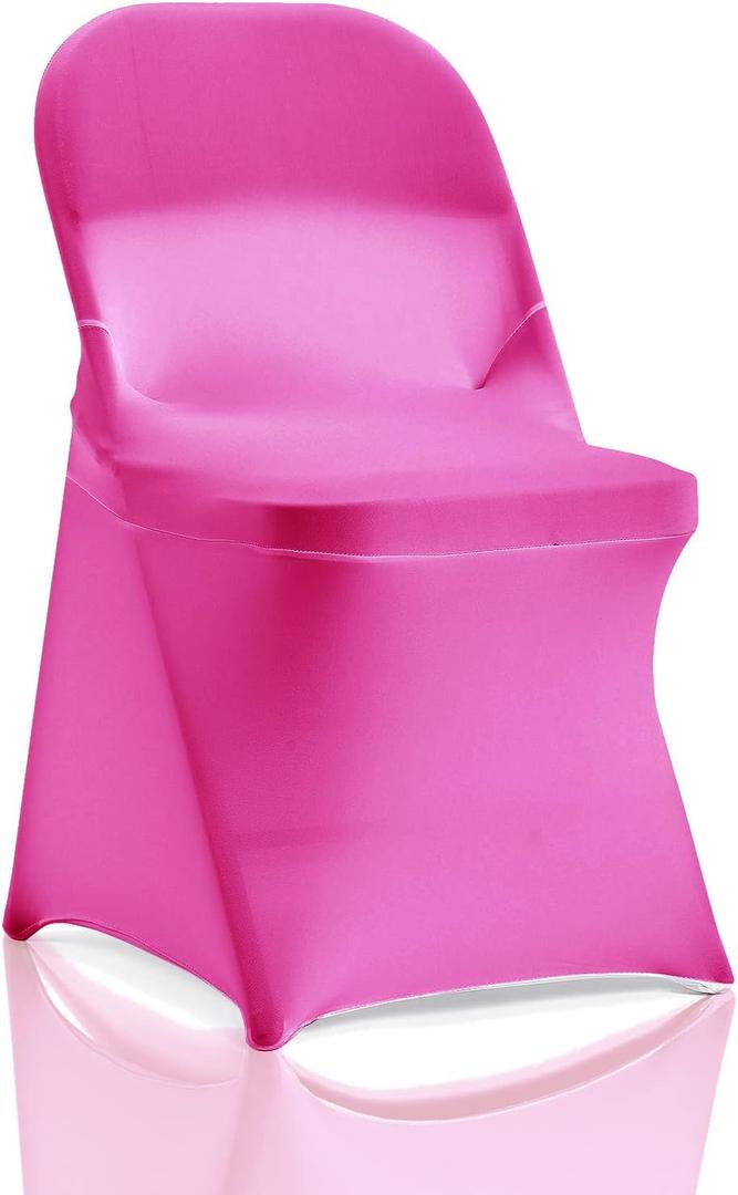 bricia 12 PCS Fuchsia Stretch Spandex Folding Chair Slipcovers, Dining Room Chair Covers Stretch Chair Slipcovers Protector for Wedding, Banquet, and Party