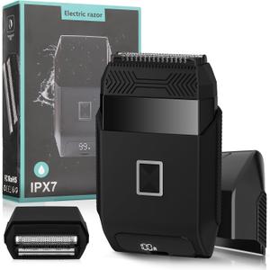 Electric Razor Foil Shavers for Men, Compact Electric Face Shaver, Portable Travel Shaver, Waterproof, Black