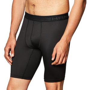 Hanes Sport Men's Compression Shorts, Men's Performance Compression Shorts, Men's Athletic Shorts, Gym Shorts for Men, 9" (Medium, Ebony/Ebony)
