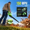 Cordless Leaf Vacuum with Bag, 2-in-1 Leaf Blower & Vacuum with Extension Tube, 150MPH Brushless Motor, 2 x 4.0Ah Batteries, 8 Speed Modes for Driveway, Patio, Garage Hard Surface Cleaning