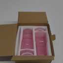 GOSCHE Glass Coffee Cups with Lids and Straws, 20oz Drinking Jar Glass Tumbler for Iced Coffee, Vintage Ripple Glassware Smoothie Cups, Pink, 2Pcs