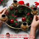 6 Pcs Christmas Advent Wreath Ring Advent Candle Holder Wreaths Rings Bronze Xmas Metal Wrought Iron Candlestick Taper Metal Candle Holder for Home Table