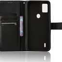 Compatible with AT&T Motivate 4 Leather Case Cover,PU Leather flip Cover Compatible with Cricket Icon 5 Case Cover Black