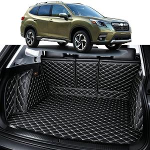 Trunk Mat Compatible with 2019-2024 Subaru Forester Cargo Mat Full Coverage Cargo Liner Rear Trunk Liners Backrest Mat Trunk Side Protection Mats with High-Grade PU Leather