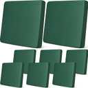 Newwiee 8Pcs Patio Cushion Covers Stretch Outdoor Cushion Cover Replacement for Patio Furniture Sofa Couch Slipcovers, Soft Flexibility Washable Furniture Protector(Waterproof Pure,Dark Green)