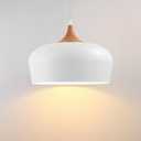 Large 13.8 in Modern Wood Pendant Light Fixtures,Adjustable White Pendant Lighting Fixture,Dome Ceiling Hanging Lights for Kitchen Island, Dining Room
