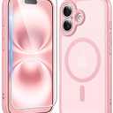 FNTCASE for iPhone 16 Plus Case: Matte Magnetic Phone Cases with Screen Protector Compatible with Magsafe Slim Anti Yellowing Rugged Shockproof Protective Translucent Cell Phone Cover (C-Pink)