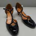 fereshte Women's Men's Mary Jane T-Strap Round Toe Mid Kitten Heel Pumps Shoes (10 Women/8.5 Men, Black)