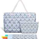 Empty Mahjong Bags Set for Tiles and Racks 24x13x4.7 Inch American Mahjong Carrying Bag Tote Tiles Bag Drawstring Protective Sleeve for Rack Pusher Party Travel, Case Only (Block Print)