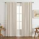 Blackout Curtains 96 Inch 2 Panels - 100% Light Blocking Thermal Insulated Noise Reducing, Linen Blend Hooked Pleat, Boho Farmhouse Style Drapes for Bedroom Living Room Cream (50"W x 96"L (Pack of 2))