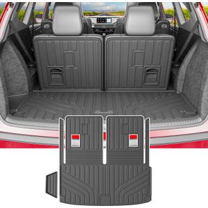 powoq Cargo Mat Compatible with 2022-2026 Acura MDX Trunk Mat with Backrest Mat Cargo Liner Back Seat Protector TPE Replacement for 2022-2026 Acura MDX Accessories (Trunk Mat with Backrest Mats)
